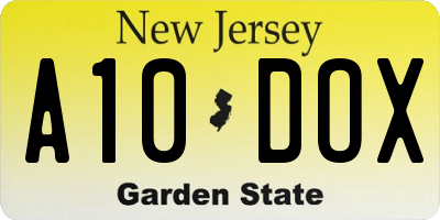 NJ license plate A10DOX