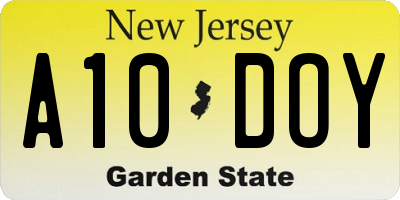 NJ license plate A10DOY