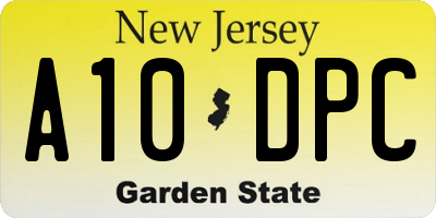 NJ license plate A10DPC