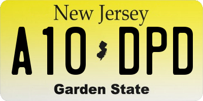 NJ license plate A10DPD