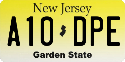 NJ license plate A10DPE