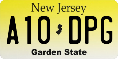 NJ license plate A10DPG
