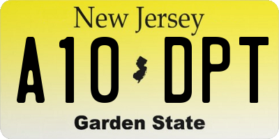 NJ license plate A10DPT