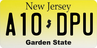 NJ license plate A10DPU