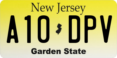 NJ license plate A10DPV