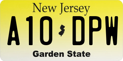 NJ license plate A10DPW