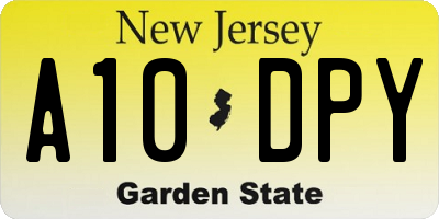 NJ license plate A10DPY