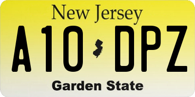 NJ license plate A10DPZ