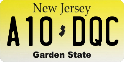 NJ license plate A10DQC