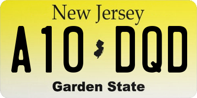 NJ license plate A10DQD