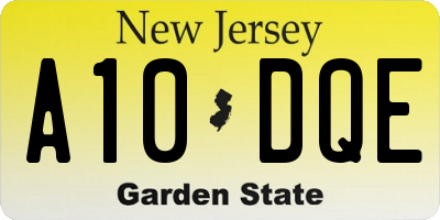 NJ license plate A10DQE