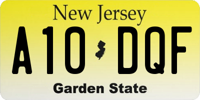 NJ license plate A10DQF