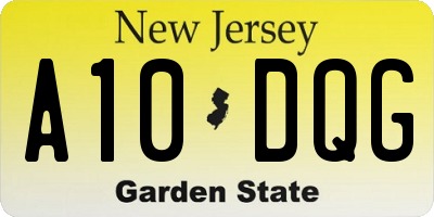 NJ license plate A10DQG