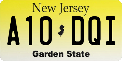 NJ license plate A10DQI