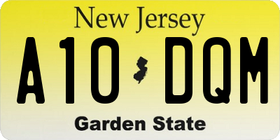 NJ license plate A10DQM
