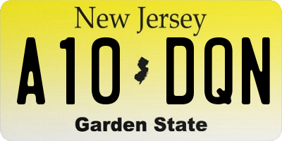 NJ license plate A10DQN