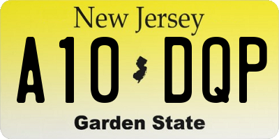 NJ license plate A10DQP