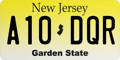 NJ license plate A10DQR