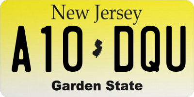 NJ license plate A10DQU