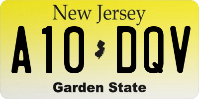 NJ license plate A10DQV
