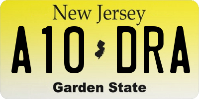 NJ license plate A10DRA