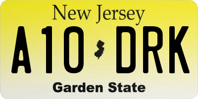 NJ license plate A10DRK