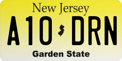 NJ license plate A10DRN