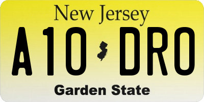 NJ license plate A10DRO