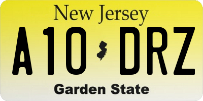 NJ license plate A10DRZ