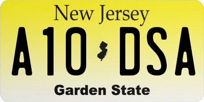 NJ license plate A10DSA