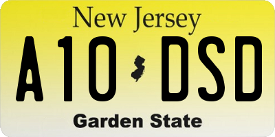 NJ license plate A10DSD