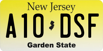 NJ license plate A10DSF