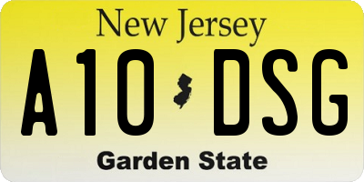 NJ license plate A10DSG