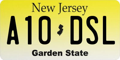 NJ license plate A10DSL