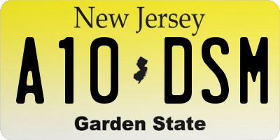 NJ license plate A10DSM