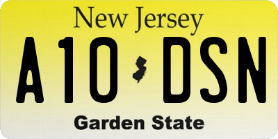 NJ license plate A10DSN