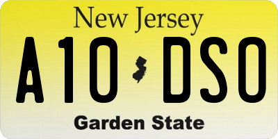 NJ license plate A10DSO