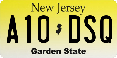 NJ license plate A10DSQ