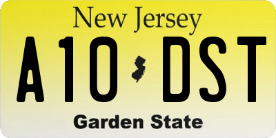 NJ license plate A10DST