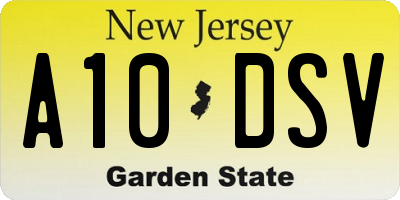 NJ license plate A10DSV