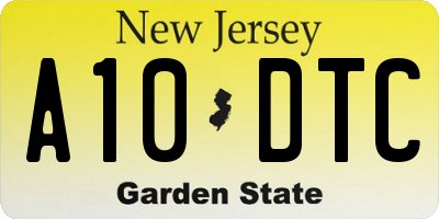 NJ license plate A10DTC