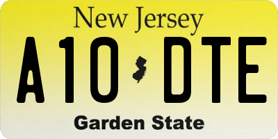 NJ license plate A10DTE