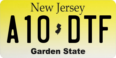 NJ license plate A10DTF