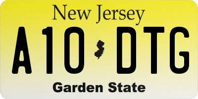 NJ license plate A10DTG