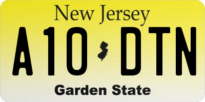 NJ license plate A10DTN