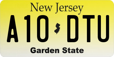 NJ license plate A10DTU