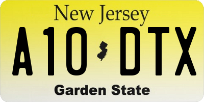 NJ license plate A10DTX