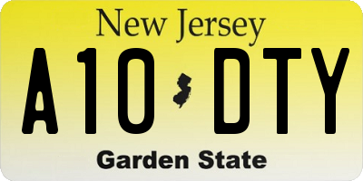 NJ license plate A10DTY