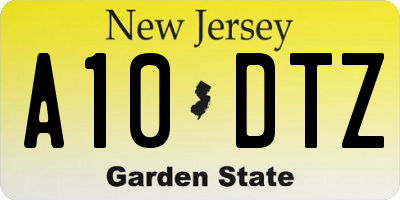 NJ license plate A10DTZ