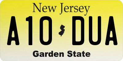 NJ license plate A10DUA